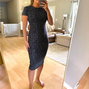 All over white print bodycon dress